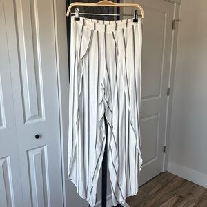 White Striped Wide-Leg High-Waist Pants